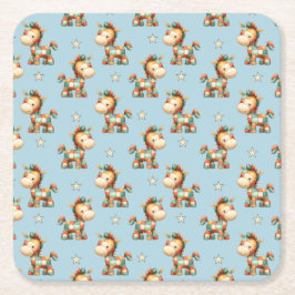 Giddy-Up Patchwork Pony Birthday Kartonnen Onderzetters