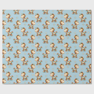 Giddy-Up Patchwork Pony Verjaardag Cadeaupapier