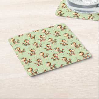 Giddy-Up Patchwork Pony Verjaardag Kartonnen Onderzetters