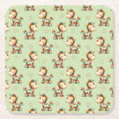 Giddy-Up Patchwork Pony Verjaardag Kartonnen Onderzetters (Voorkant)
