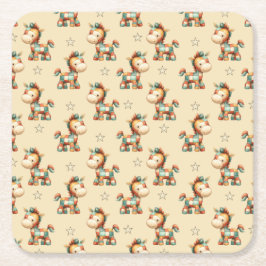 Giddy-Up Patchwork Pony Verjaardag Kartonnen Onderzetters