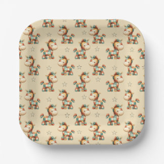 Giddy-Up Patchwork Pony Verjaardag Papieren Bordje