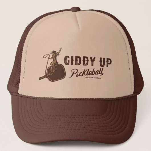 Giddy Up Pickleball - Cowboyhoed Trucker Pet (Voorkant)