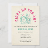 Giddy Up Roze Turquoise Cowgirl 40e verjaardag Kaart (Voorkant)