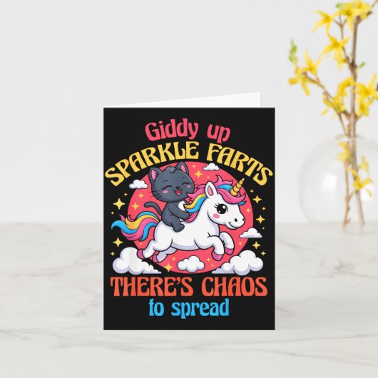 Giddy Up Sparkle Farts There's Chaos To Spread Cut Kaart (Gele Bloem)