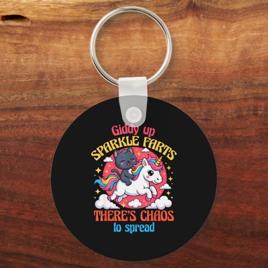 Giddy Up Sparkle Farts There's Chaos To Spread Cut Sleutelhanger (Voorkant)