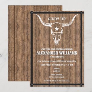 Giddy Up Western Ranch Mijlpaal Verjaardagsfeest Kaart