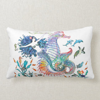 Giddy Yup Mermaid Lumbar Pillow ~ Kat Kussen