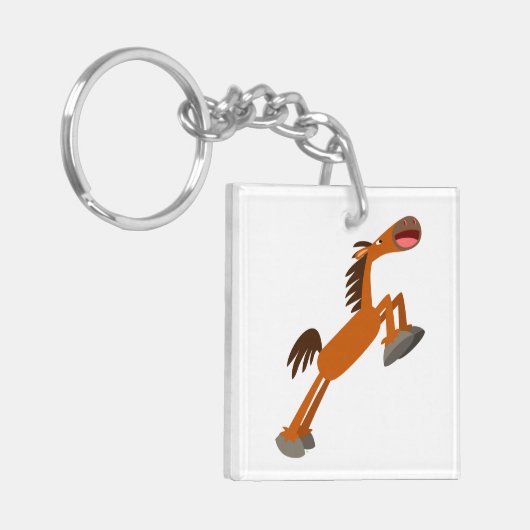 Giddyup, Horsey. Cartoon Paarden AcrylSleutelhange Sleutelhanger (Voorkant Links)