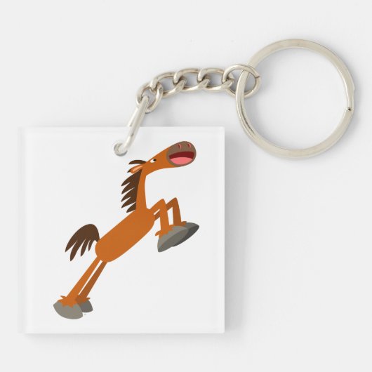 Giddyup, Horsey. Cartoon Paarden AcrylSleutelhange Sleutelhanger (Achterkant)