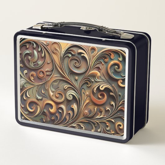 Gided Baroque Scrollwork Metal Lunchbox (Achterkant)