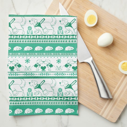 Gids Hondenverhaal Gouden Patroon - Groen - Theedoek (Quarter Fold)