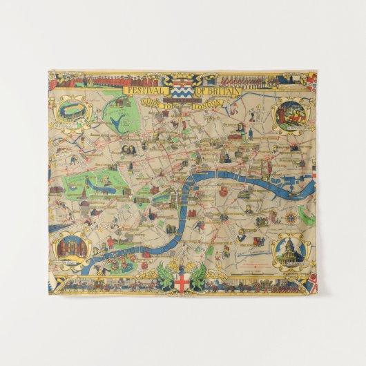  gids naar Londen Wandkleed (Voorkant (horizontaal))