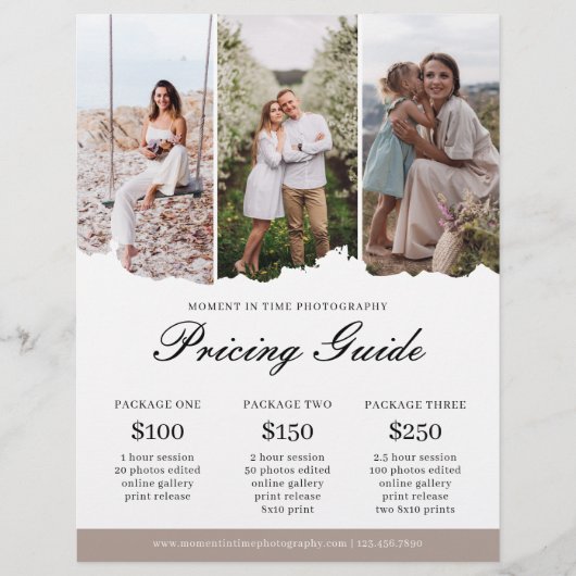 Gids voor Familiefotografie Prijzen Lijst Flyer (Voorkant)