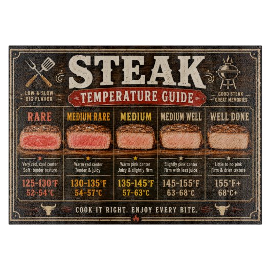 Gids voor oventemperatuur van steak snijplank (Voorkant)