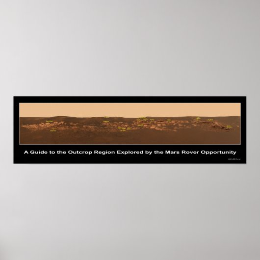 Gids voor rotsen bij Mars Rover Opportunity Poster (Voorkant)