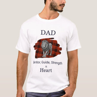 Gids voor vader Kracht & Hart Leeuw Geruit rood T-shirt