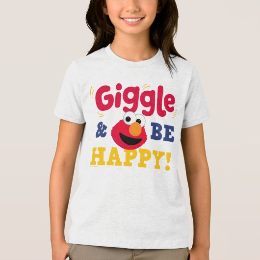 Giechel en wees gelukkig Elmo Tri-Blend Shirt (Voorkant)