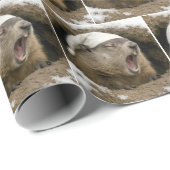 Giechelend marmot met nachtmuts cadeaupapier (Rol Hoek)
