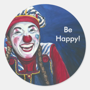 Giechelt de Clown schilderij Ronde Sticker