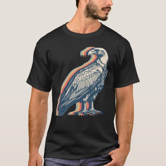 Gier Vogel Retro Lijn Kunst T-shirt (Voorkant)
