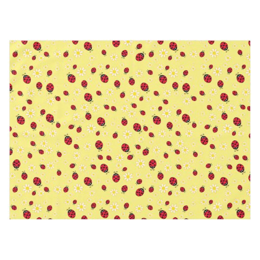 gierig ladybug- en daisy-bloempatroon geel tafelkleed (Voorkant (Horizontaal))