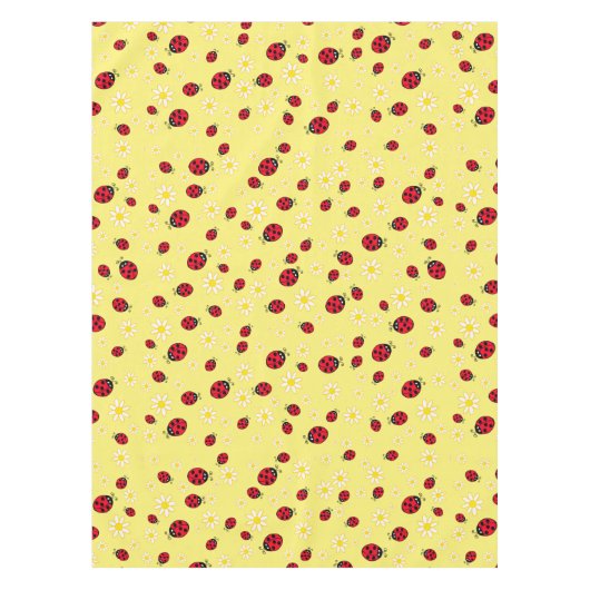 gierig ladybug- en daisy-bloempatroon geel tafelkleed (Voorkant)
