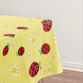 gierig ladybug- en daisy-bloempatroon geel tafelkleed (Voorbeeld)