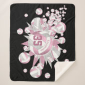 gierig roos grijze volleyballen en sterren sherpa deken (Voorkant)