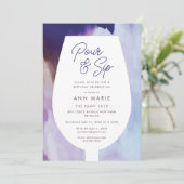 Giet en Sip Wijn en Schilderij Feestuitnodiging Kaart (Staand voorkant)