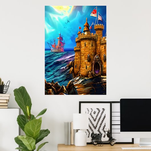 Giet in het zee | AI Art Poster (Thuiskantoor)