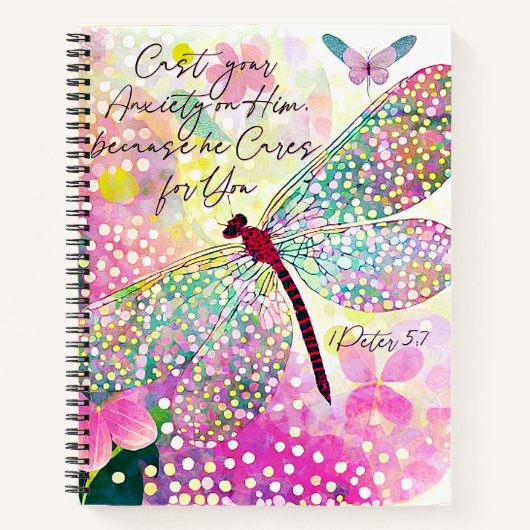 Giet je angst op Hem grillige libel Notitieboek (Voorkant)