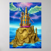 Giet op het gesteente door het zee | AI Art Poster (Voorkant)