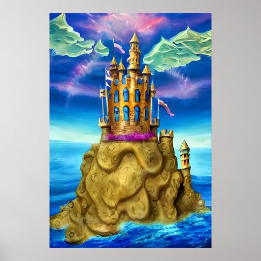 Giet op het gesteente door het zee | AI Art Poster (Voorkant)