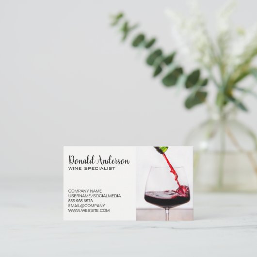 giet van rode wijn | visitekaartje (Staand voorkant)
