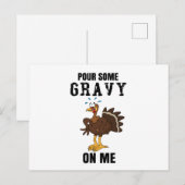 Giet wat jus op me Turkije Grappige Thanksgiving Feestdagenkaart (Voorkant / Achterkant)
