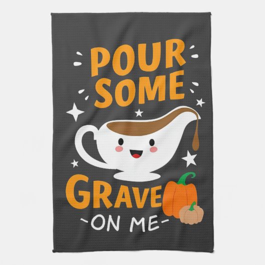 Giet wat jus over mij Thanksgiving kalkoen  Theedoek (Verticaal)