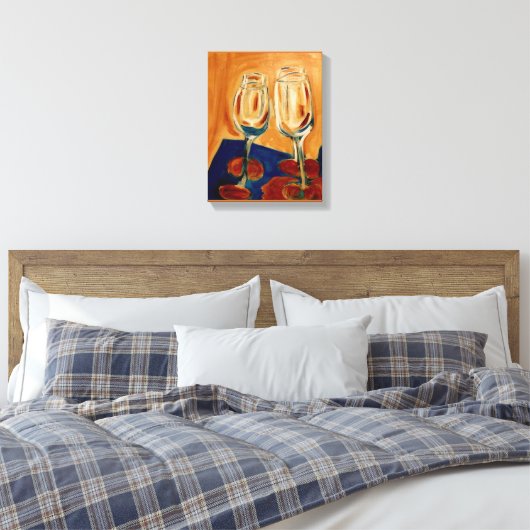 Gieten met vier glazen wijn canvas afdruk (Insitu (Slaapkamer))