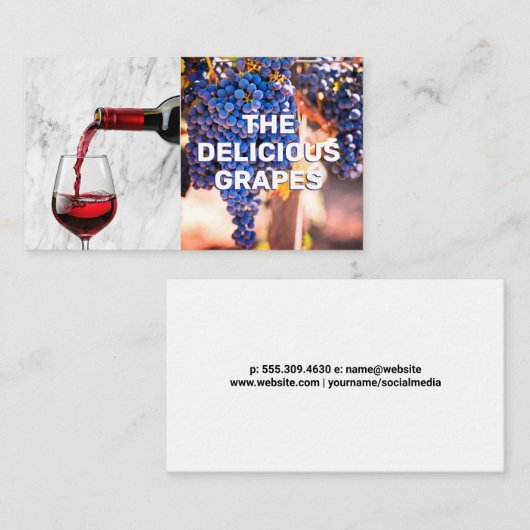 gieten van rode wijn | Wijndruiven Visitekaartje (Voorkant / Achterkant)