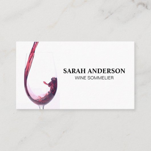 gieten van wijnglas visitekaartje (Voorkant)