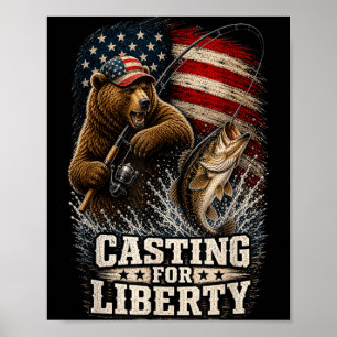 Gieten voor vrijheid patriottische beer visserij h poster