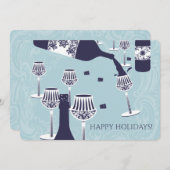 Gieten wijn fancy glazen Kerstkaart uitnodigen (Voorkant / Achterkant)