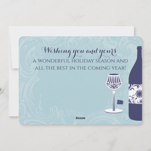 Gieten wijn fancy glazen Kerstkaart uitnodigen (Achterkant)
