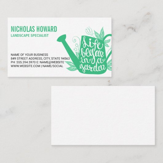 gieter | Het leven begon in een tuin Visitekaartje (Voorkant / Achterkant)