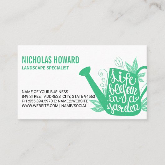 gieter | Het leven begon in een tuin Visitekaartje (Voorkant)