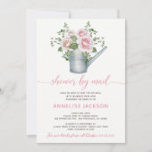 Gieter met salie roze rozen stortbui per post kaart (Voorkant)