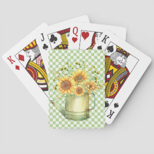 Gieter met zonnebloemen pokerkaarten