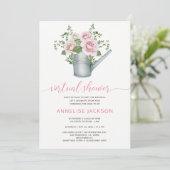 Gieter sage blushrozen virtuele babyshower kaart (Staand voorkant)