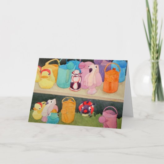 Gieters in Forget me niet Boerderij Kaart (Voorkant)