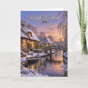 Giethoorn Winterbrug Prettig Kerstfeest Feestdagen Kaart